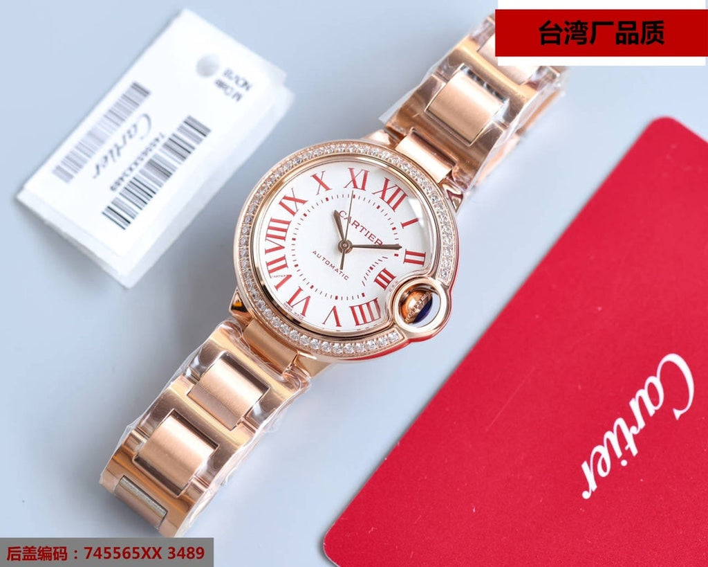 BALLON BLEU 33MM ROSE GOLD DIAMOND BEZEL