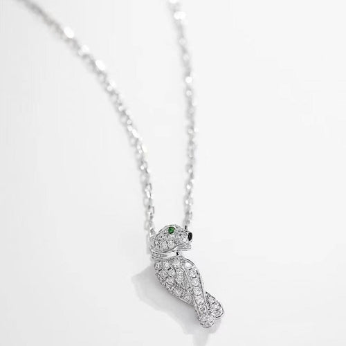 CARTIER PANTHERE PEDANT SILVER DIAMOND NECKLACE