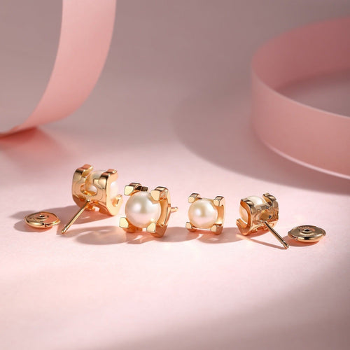 CARTIER AKOYA PEARLS 6MM PINK GOLD STUD EARRINGS
