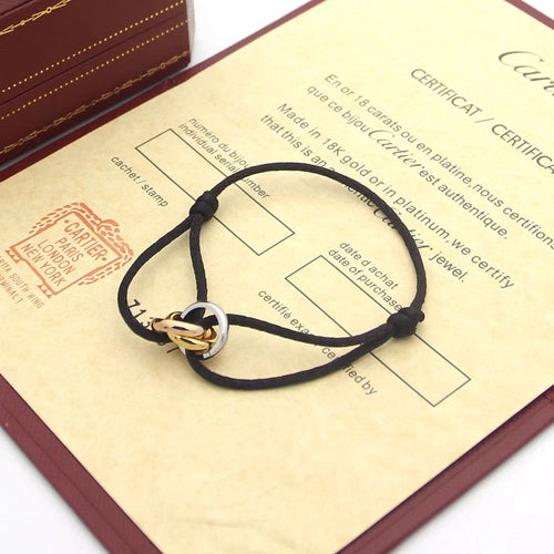 CARTIER TRINITY PINK GOLD SILVER GOLD TEXTILE BRACELET