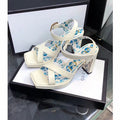 GUCCI HIGH SANDAL WHITE CALFSKIN WITH PATTERNS