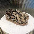 GUCCI HORSEBIT LOAFER IN BEIGE MIX BLACK WOOL AND LAMB FUR LINING