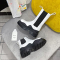 BOTTEGA VENETA TIRE CHELSEA BOOT IN WHITE MIX BLACK CALFSKIN