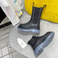 BOTTEGA VENETA TIRE CHELSEA BOOT IN BLACK MIX ICE BLUE CALFSKIN