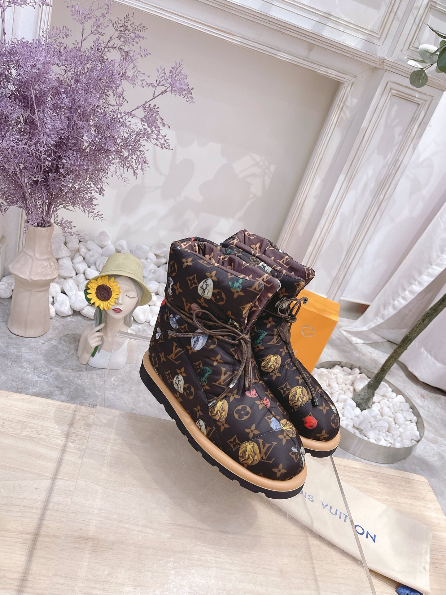 LOUIS VUITTON PILLOW COMFORT ANKLE BOOTS IN CHOCOLATE BROWN MONOGRAM NYLON