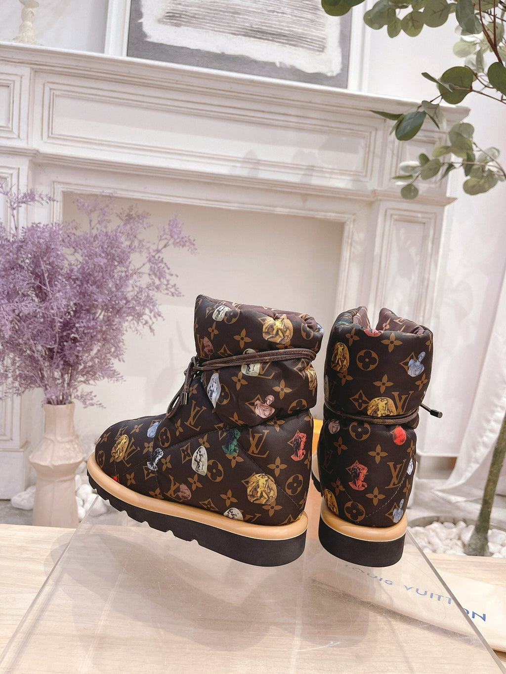 LOUIS VUITTON PILLOW COMFORT ANKLE BOOTS IN CHOCOLATE BROWN MONOGRAM NYLON