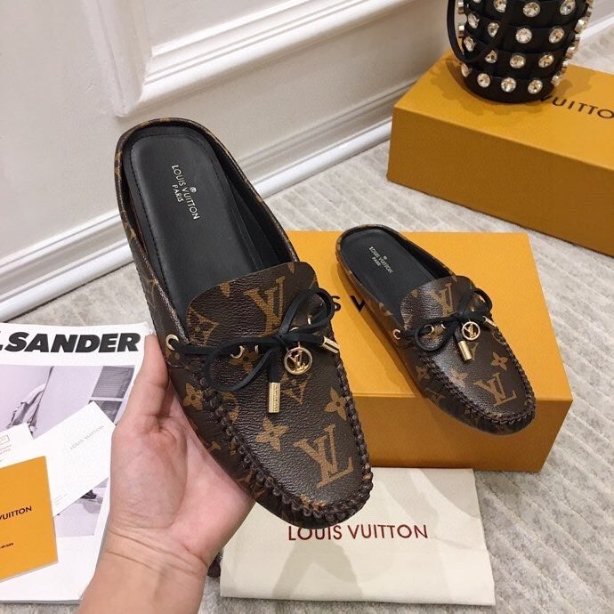 LOUIS VUITTON LV WOMEN'S EASY MULE IN CHOCOLATE BROWN MONOGRAM CALFSKIN