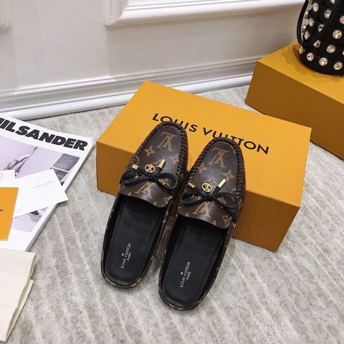 LOUIS VUITTON LV WOMEN'S EASY MULE IN CHOCOLATE BROWN MONOGRAM CALFSKIN