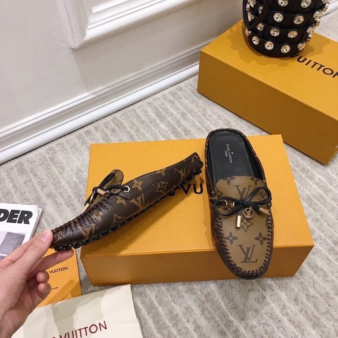LOUIS VUITTON LV WOMEN'S EASY MULE IN CAMEL BROWN MONOGRAM CALFSKIN