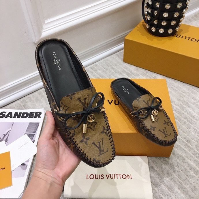 LOUIS VUITTON LV WOMEN'S EASY MULE IN CAMEL BROWN MONOGRAM CALFSKIN