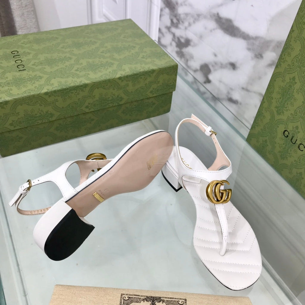 GUCCI MARMONT 25 SANDAL WHITE CALKSKIN