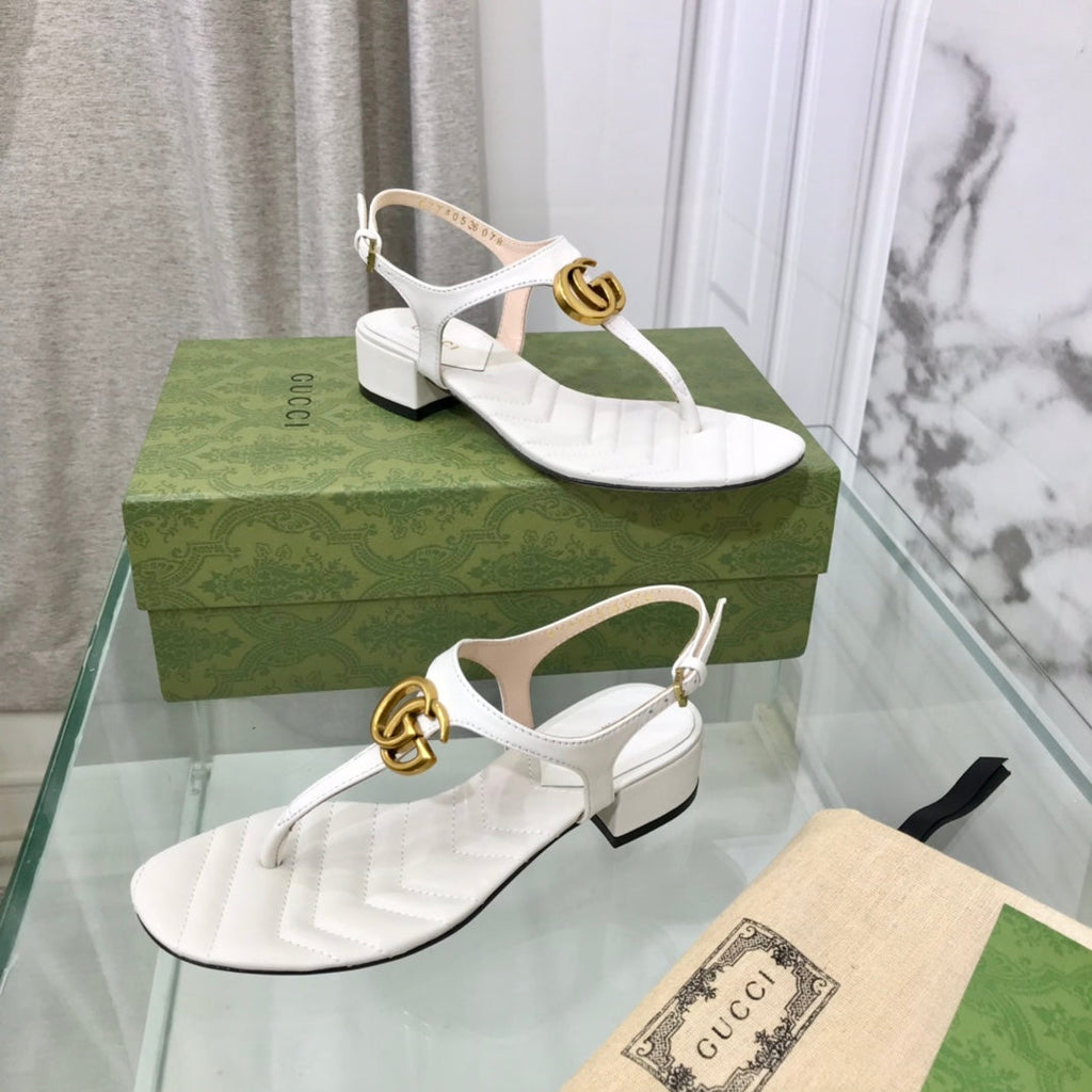GUCCI MARMONT 25 SANDAL WHITE CALKSKIN
