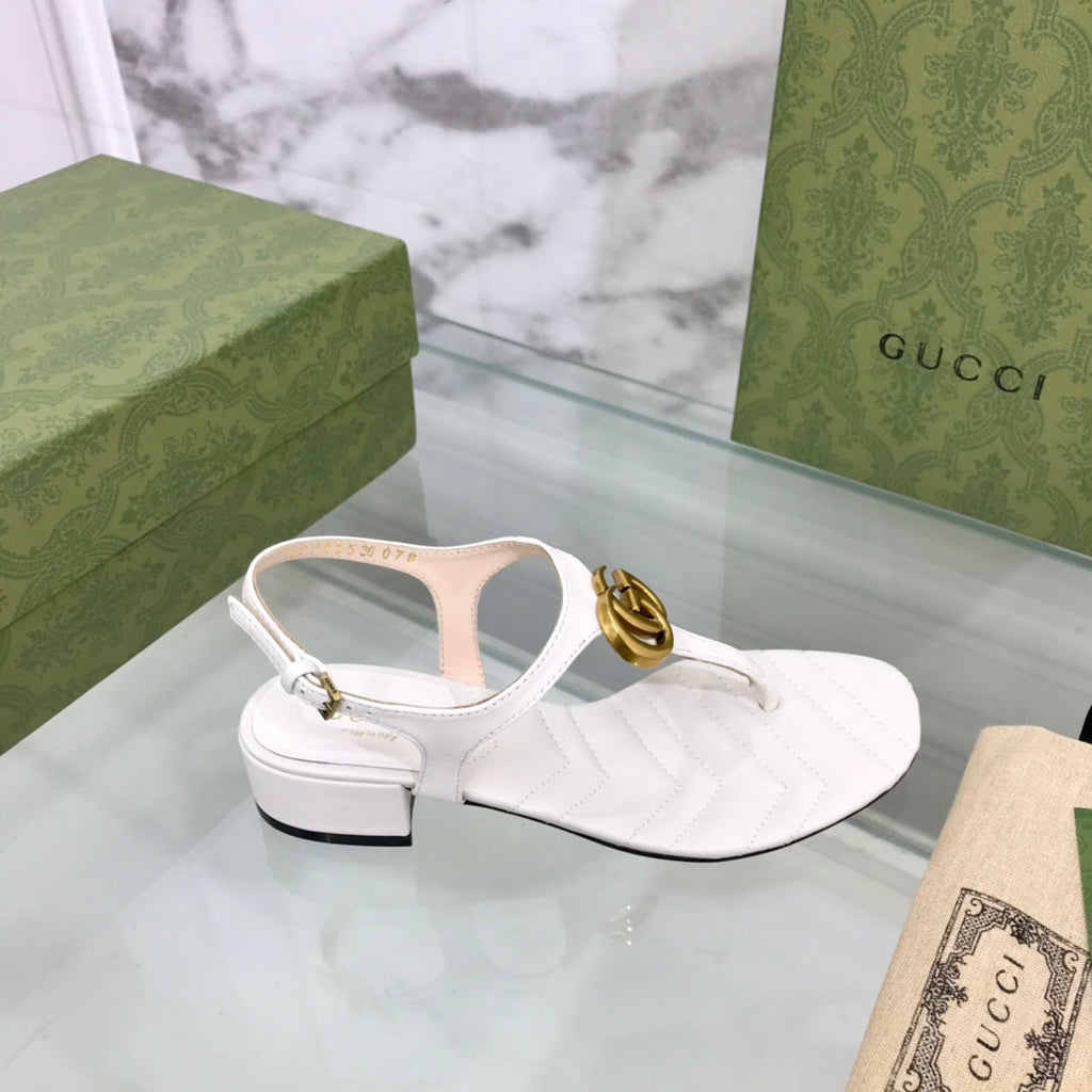 GUCCI MARMONT 25 SANDAL WHITE CALKSKIN