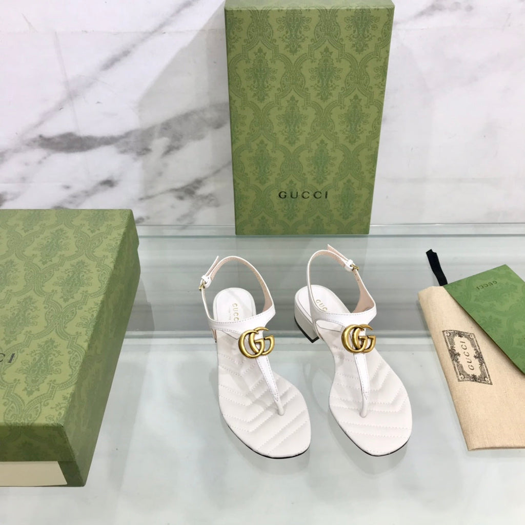 GUCCI MARMONT 25 SANDAL WHITE CALKSKIN