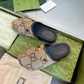 GUCCI HORSEBIT MULE IN LIGHT BROWN MONOGRAM CANVAS AND BLACK LINING