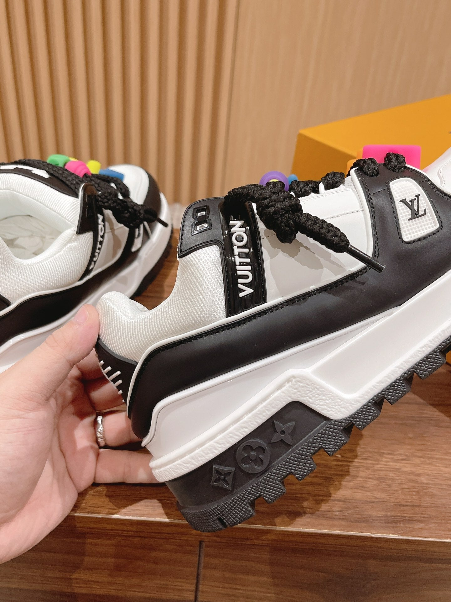 LOUIS VUITTON LV Trainer Maxi Sneaker White Mix Black Calfskin