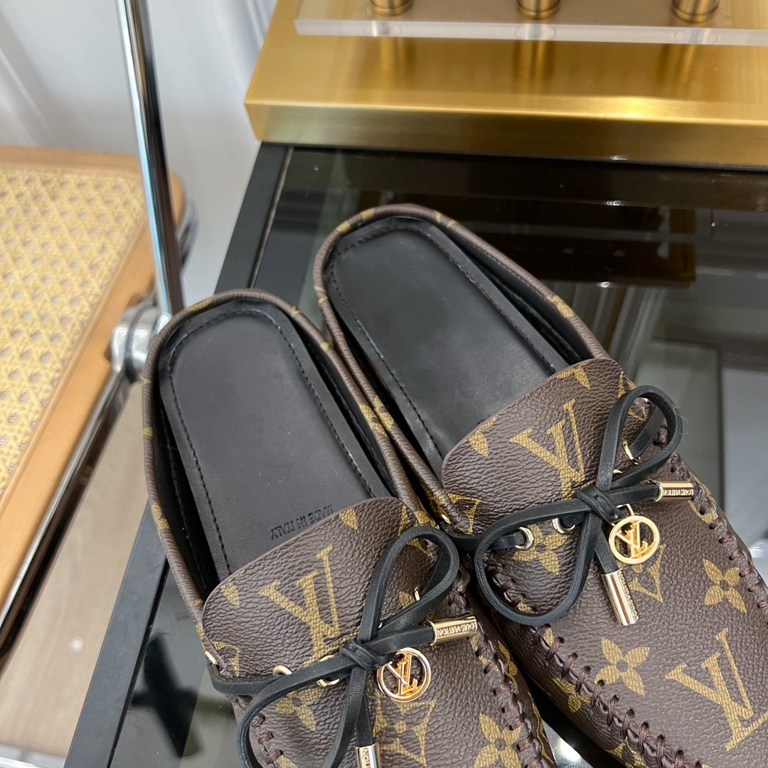 LOUIS VUITTON LV GLORIA FLAT LOAFER CLASSIC MONOGRAM BROWN
