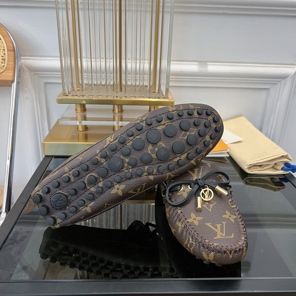 LOUIS VUITTON LV GLORIA FLAT LOAFER CLASSIC MONOGRAM BROWN