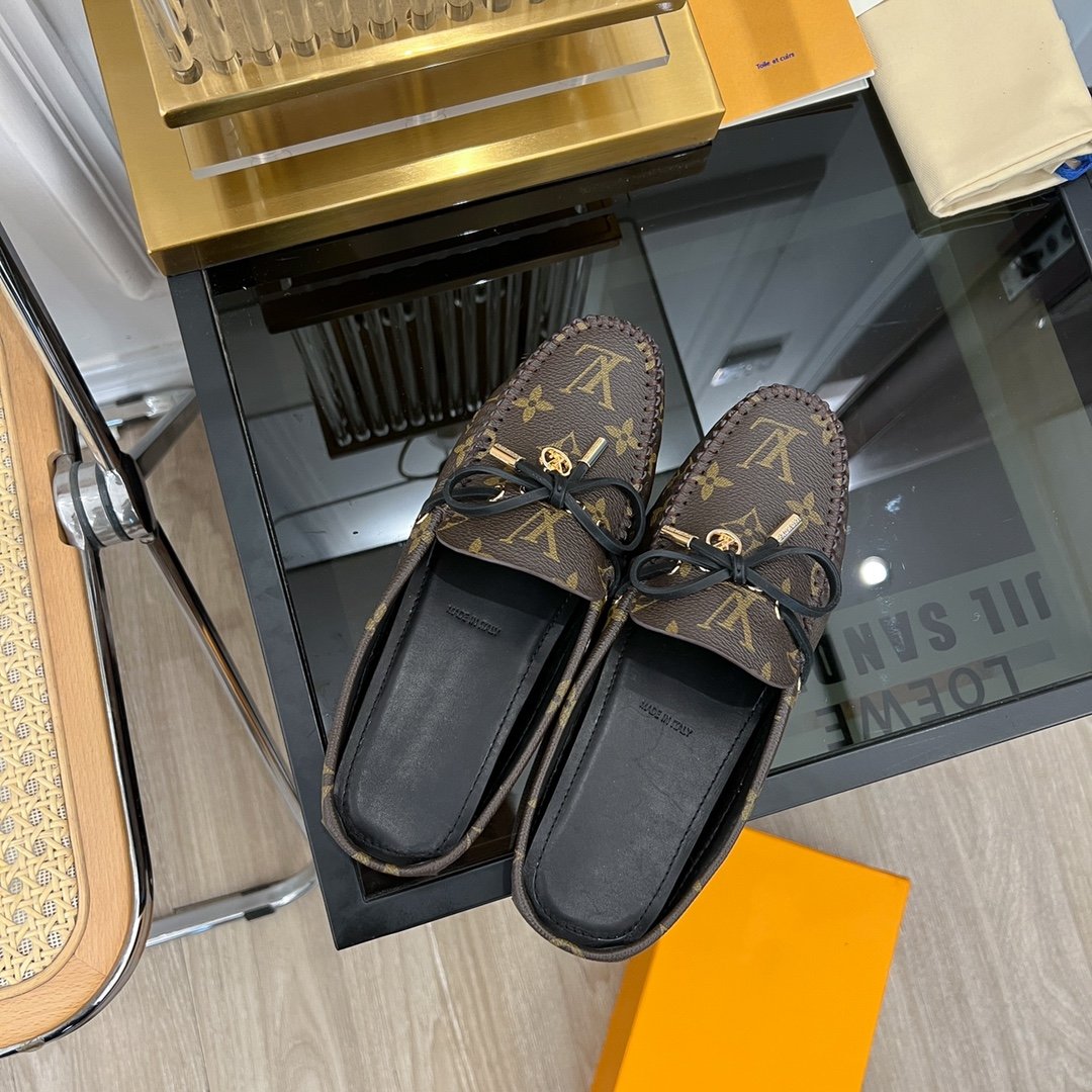 LOUIS VUITTON LV GLORIA FLAT LOAFER CLASSIC MONOGRAM BROWN