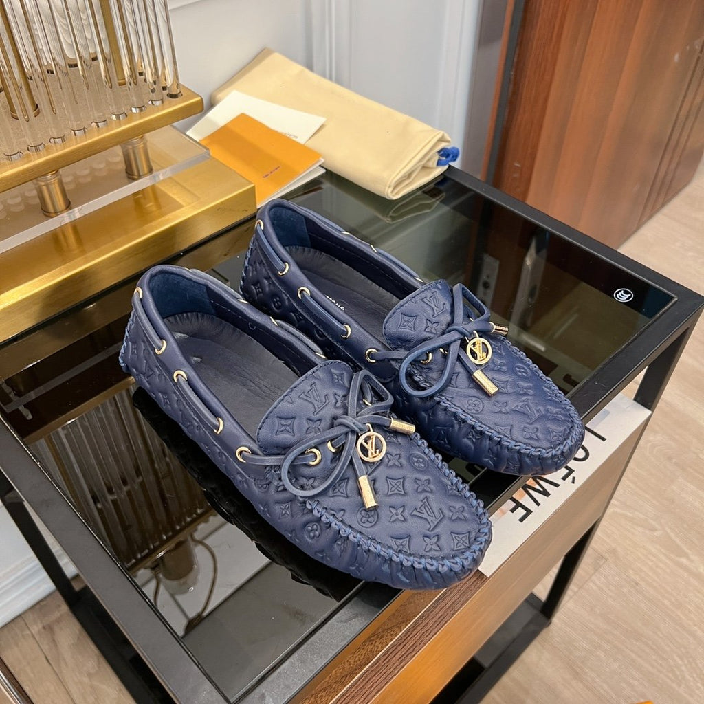 LOUIS VUITTON LV GLORIA FLAT LOAFER LOGO STAMPING DARK BLUE