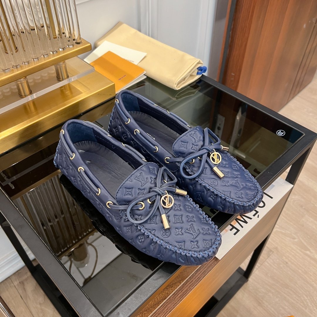 LOUIS VUITTON LV GLORIA FLAT LOAFER LOGO STAMPING DARK BLUE