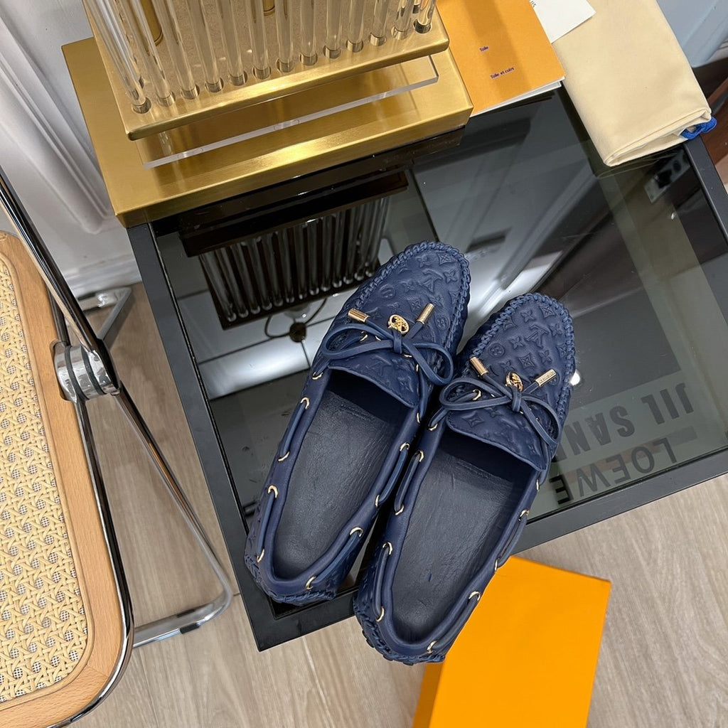 LOUIS VUITTON LV GLORIA FLAT LOAFER LOGO STAMPING DARK BLUE