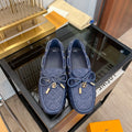 LOUIS VUITTON LV GLORIA FLAT LOAFER LOGO STAMPING DARK BLUE