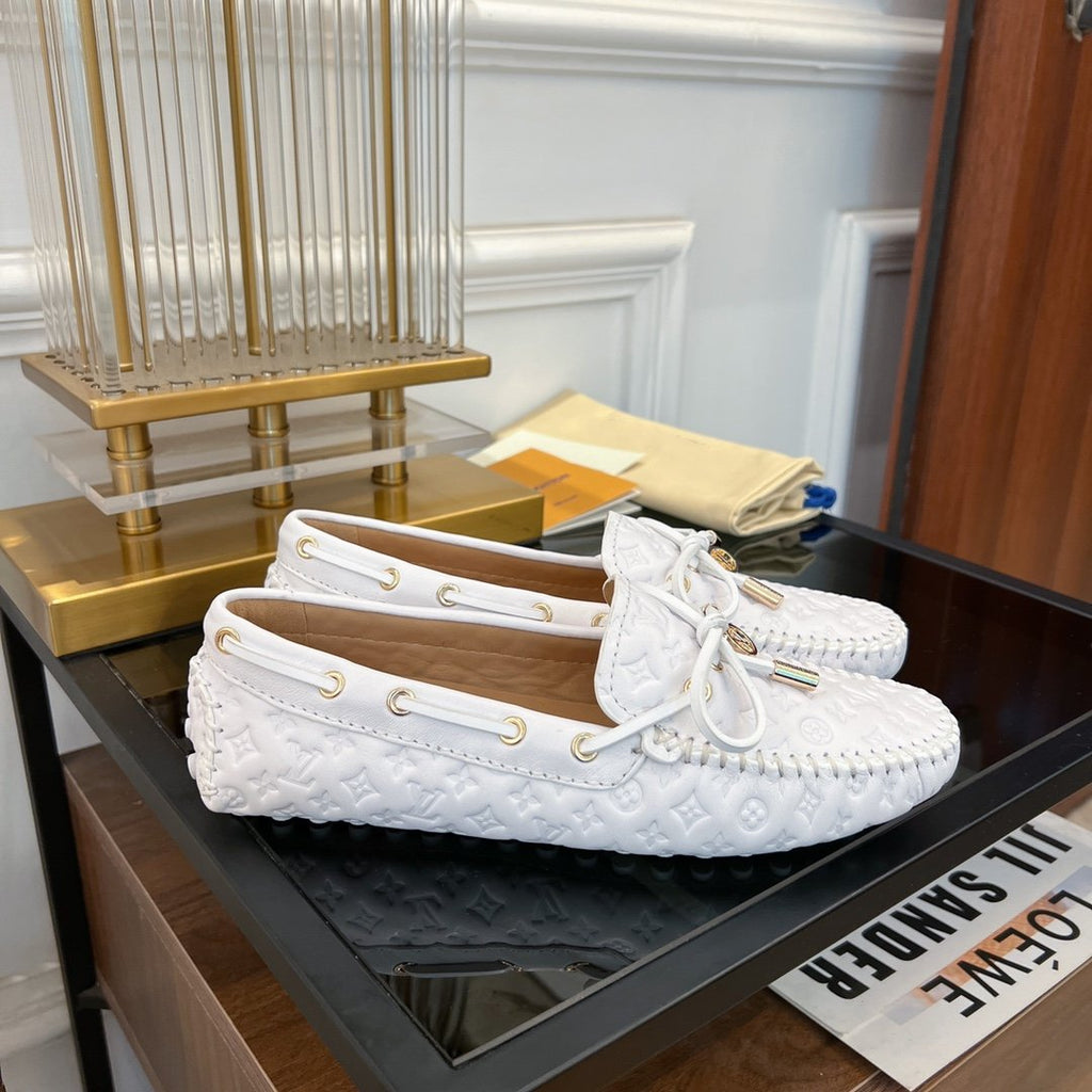 LOUIS VUITTON LV GLORIA FLAT LOAFER LOGO STAMPING WHITE