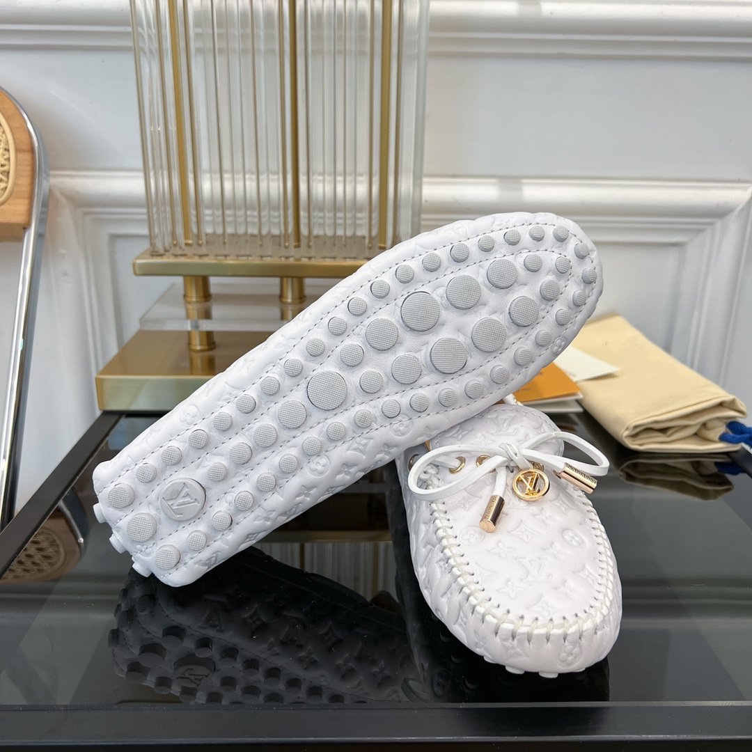 LOUIS VUITTON LV GLORIA FLAT LOAFER LOGO STAMPING WHITE