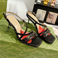 GUCCI HIGH HEEL 65MM IN BLACK CALFSKIN WITH RED HEART