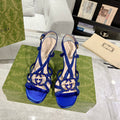 GUCCI CRYSTAL HIGH HEEL SANDAL AZURE CALFSKIN SPECIAL