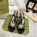 GUCCI CRYSTAL HIGH HEEL SANDAL BLACK CALFSKIN SPECIAL