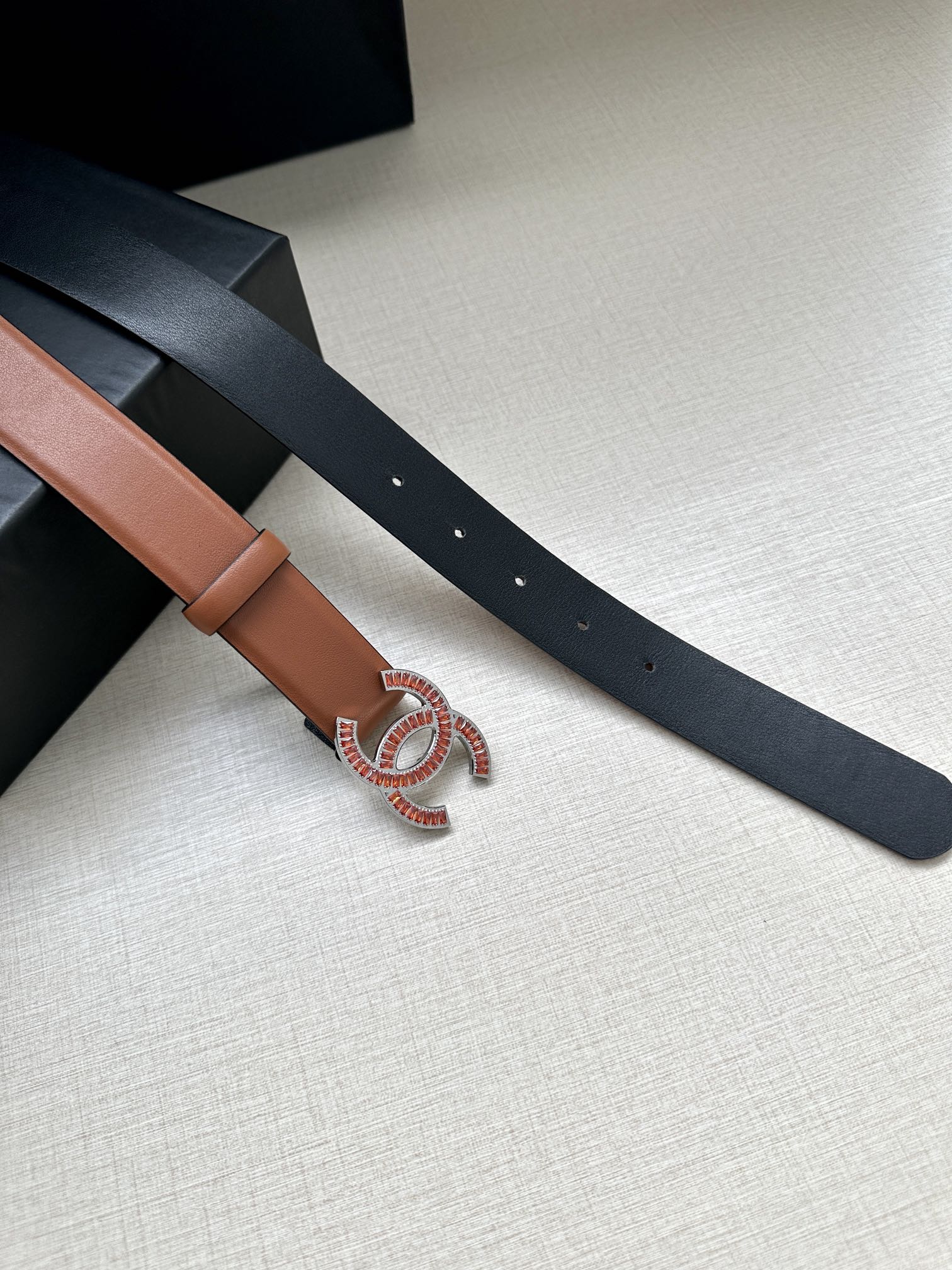 CHANEL 25S BELT 30 MM IN BROWN CALFSKIN 616969