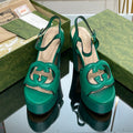 GUCCI 120 INTERLOCKING G SANDAL JADE GREEN CALFSKIN
