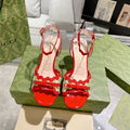 GUCCI HIGH - HEEL SANDAL CRIMSON FABRIC ATTACH BOW