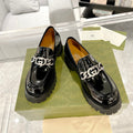 GUCCI LOAFER WITH CHAINS GLOSSY BLACK CALFSKIN
