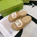 GUCCI INTERLOCKING G SLIDE SANDAL IN TORTILLA BROWN IMPORTED TPU
