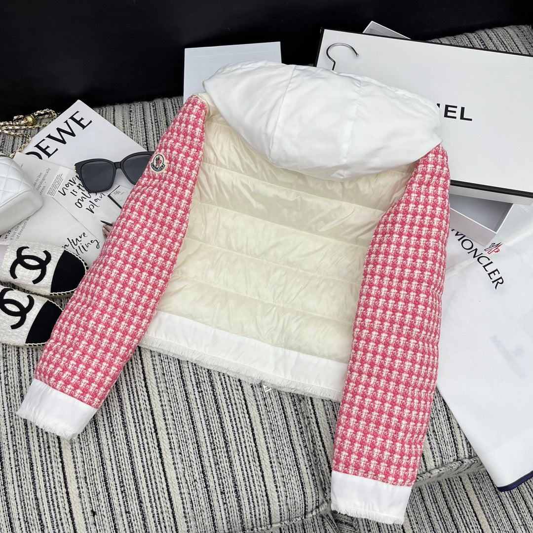 MONCLER 25S TWEED DOWN HOODED JACKET 255