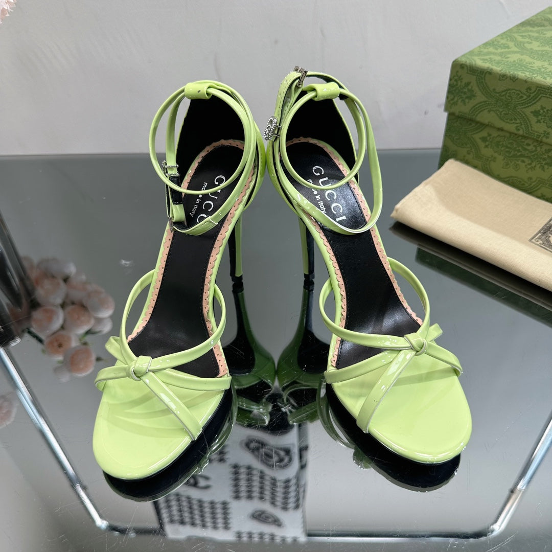 GUCCI 105 STRAPPY SANDAL LIGHT GREEN LAMBSKIN