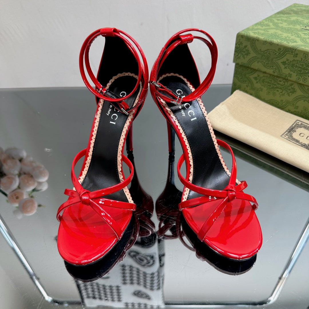 GUCCI 105 STRAPPY SANDAL CRIMSON LAMBSKIN
