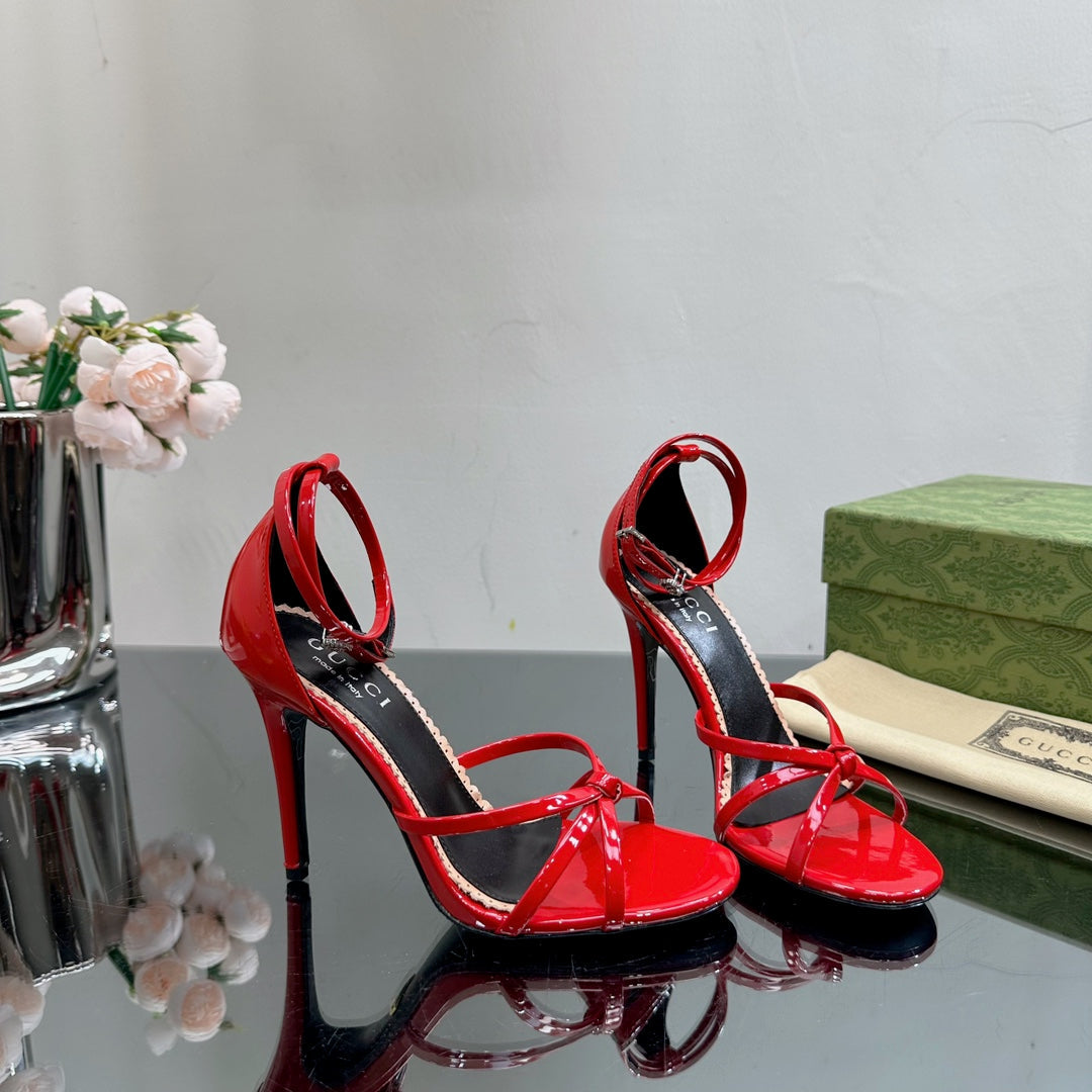 GUCCI 105 STRAPPY SANDAL CRIMSON LAMBSKIN