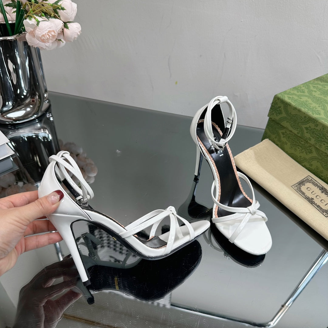 GUCCI 105 STRAPPY SANDAL WHITE LAMBSKIN