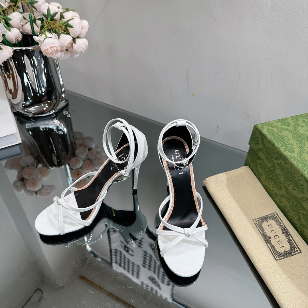 GUCCI 105 STRAPPY SANDAL WHITE LAMBSKIN