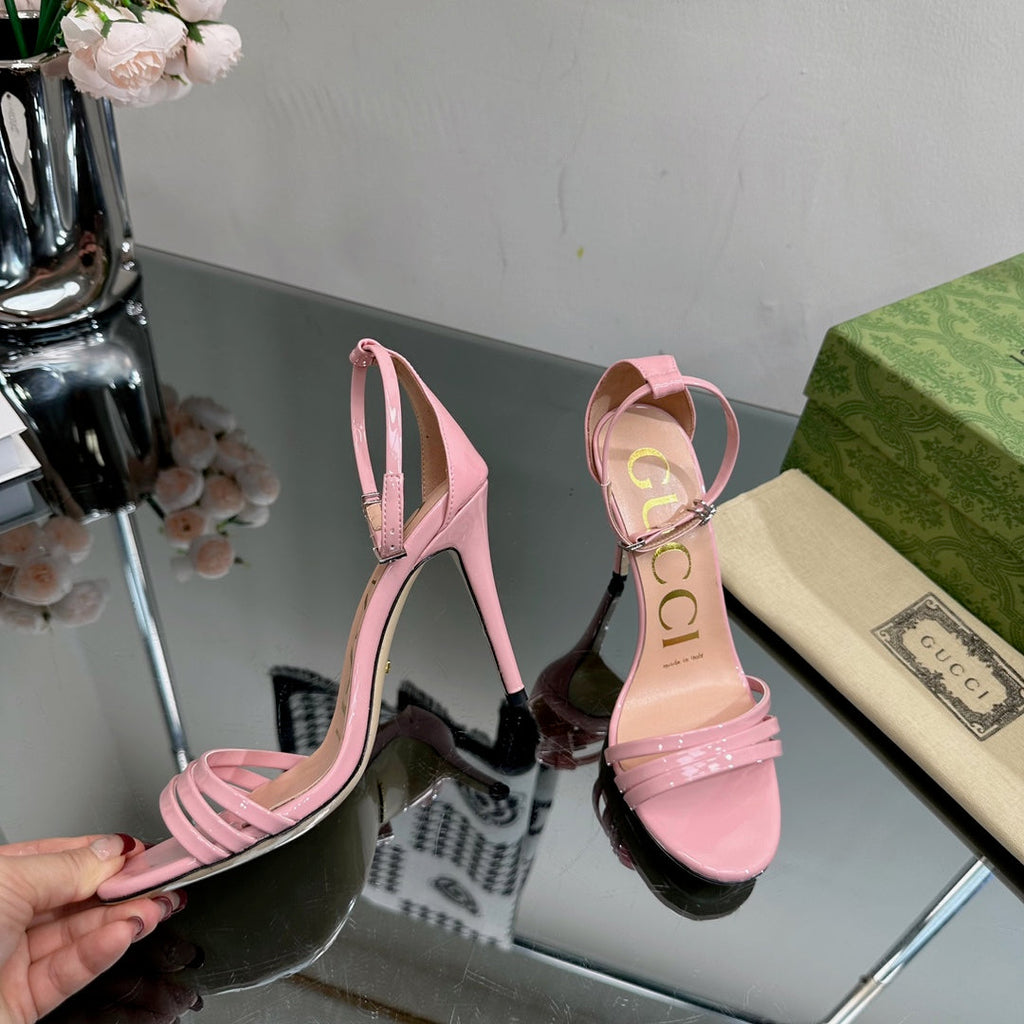 GUCCI 105 HIGH HEEL SANDAL LIGHT PINK LAMBSKIN