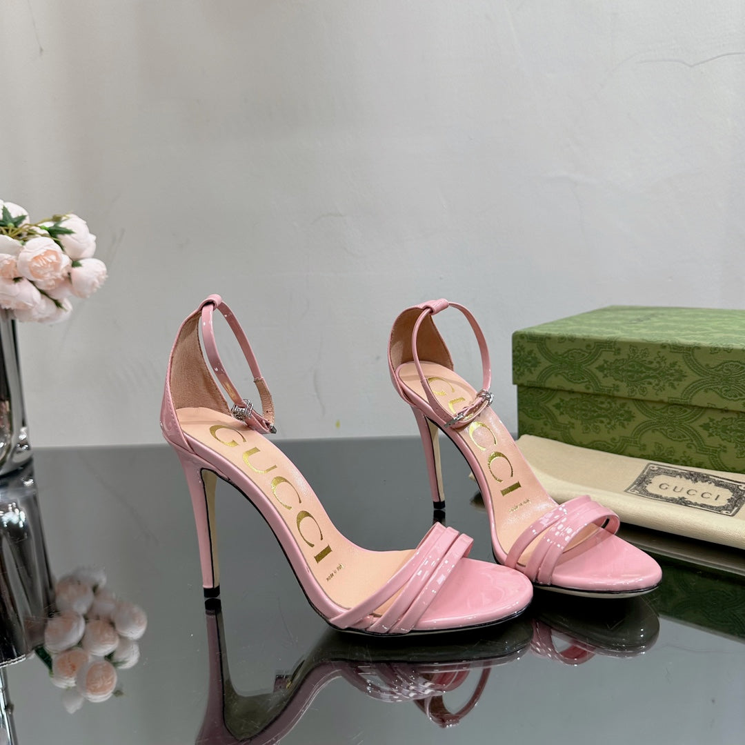 GUCCI 105 HIGH HEEL SANDAL LIGHT PINK LAMBSKIN