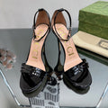 GUCCI 105 HIGH HEEL SANDAL BLACK LAMBSKIN