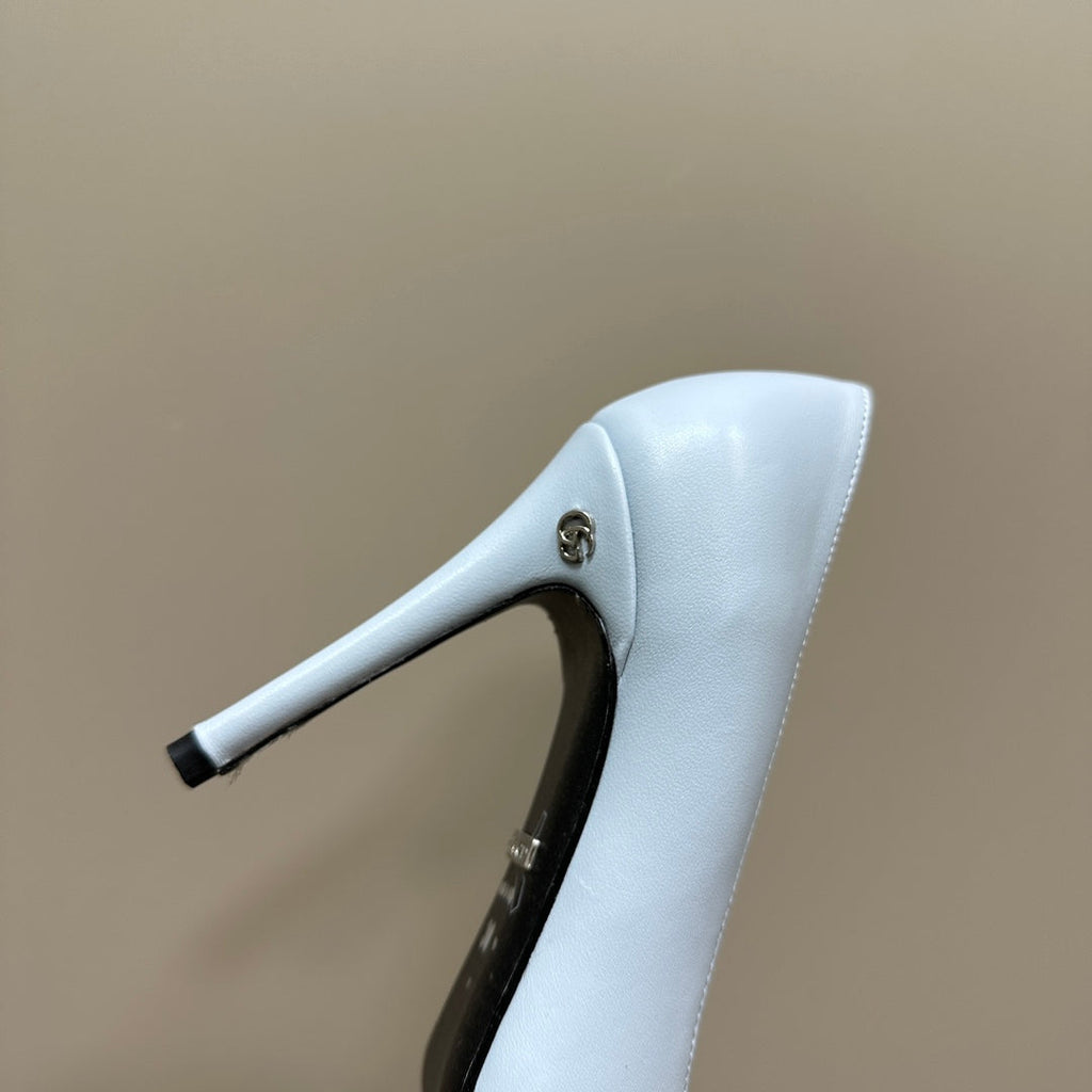 GUCCI 105 BASIC HIGH HEEL PASTEL BLUE LAMBSKIN