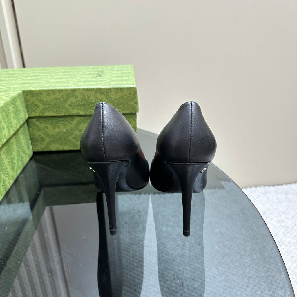 GUCCI 105 BASIC HIGH HEEL BLACK LAMBSKIN