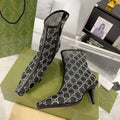 GUCCI ANKLE BOOTS IN BLACK MESH AND SHEEPSKIN WITH CRYSTALS