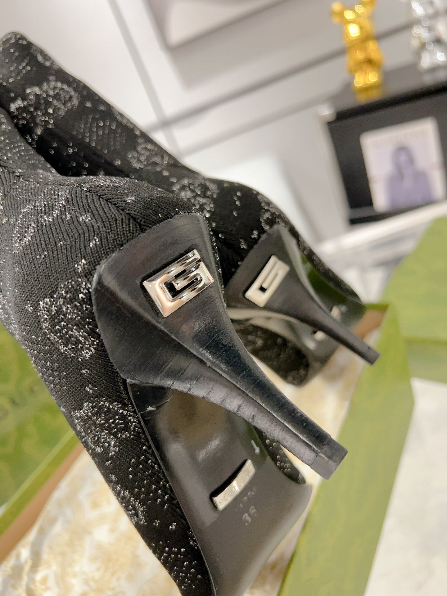 GUCCI ANKLE BOOTS IN BLACK KNITTED FABRIC